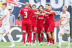 Jubel, celebration bei FC Liverpool über das Tor zum